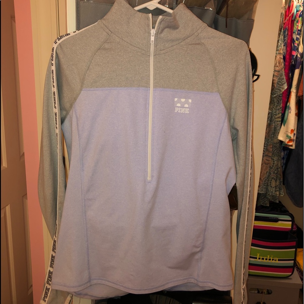 PINK long sleeves gray and lavender quarter zip